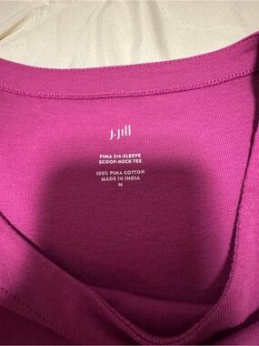 J. Jill Scoop-Neck Tee in Magenta Pink